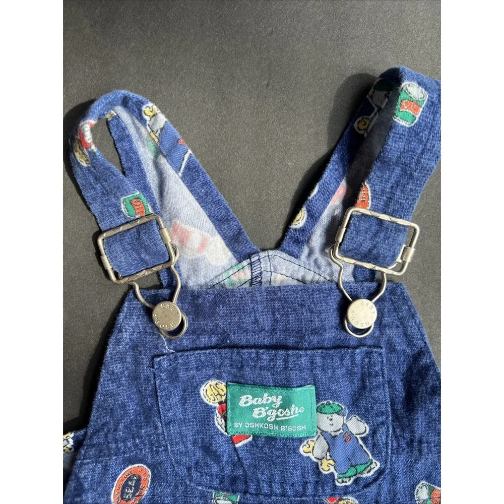 Rare Vintage 90's OshKosh Baby Vestbak Car Mechanic Overalls Set Sz 3-6 Mnths